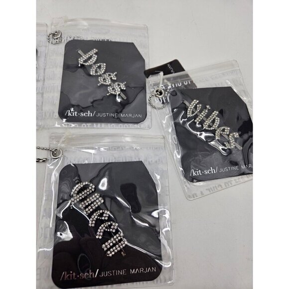 New Kitsch X Justine Marjan Rhinestone Bobby Pins QUEEN DAMN VIBES BOSS BADASS - Picture 5 of 10